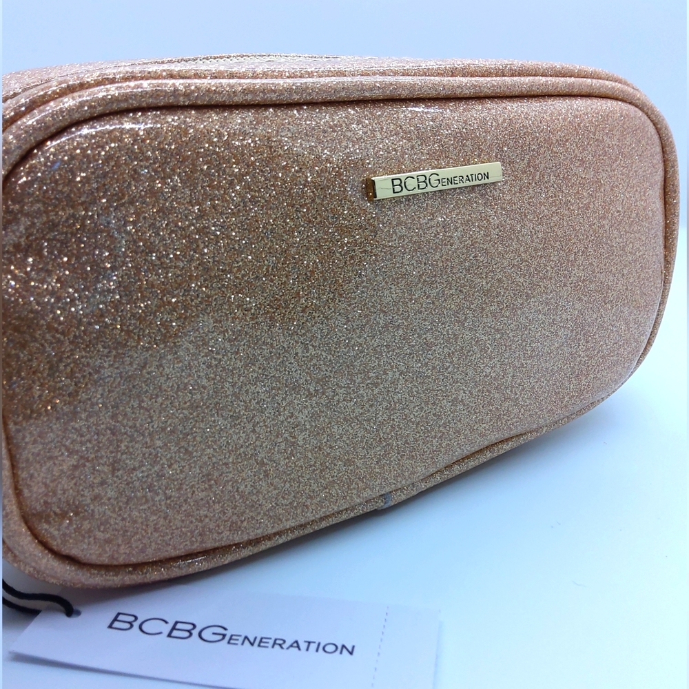 BCBGeneration Gold Sparkle Make-up Bag NWT